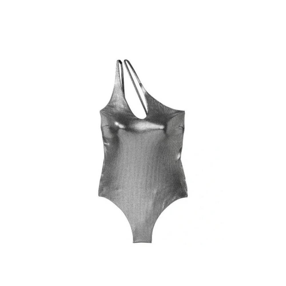 Silver One-Shoulder Women's Swimsuit